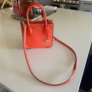 Michael Kors Orange Mini Bag with Gold Accents